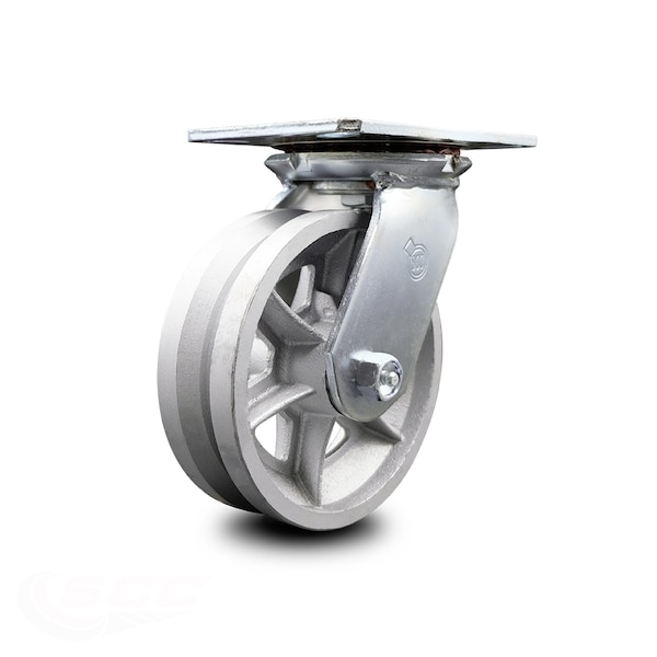 6 Inch Heavy Duty Top Plate V Groove Semi Steel Swivel Caster with Ball Bearing